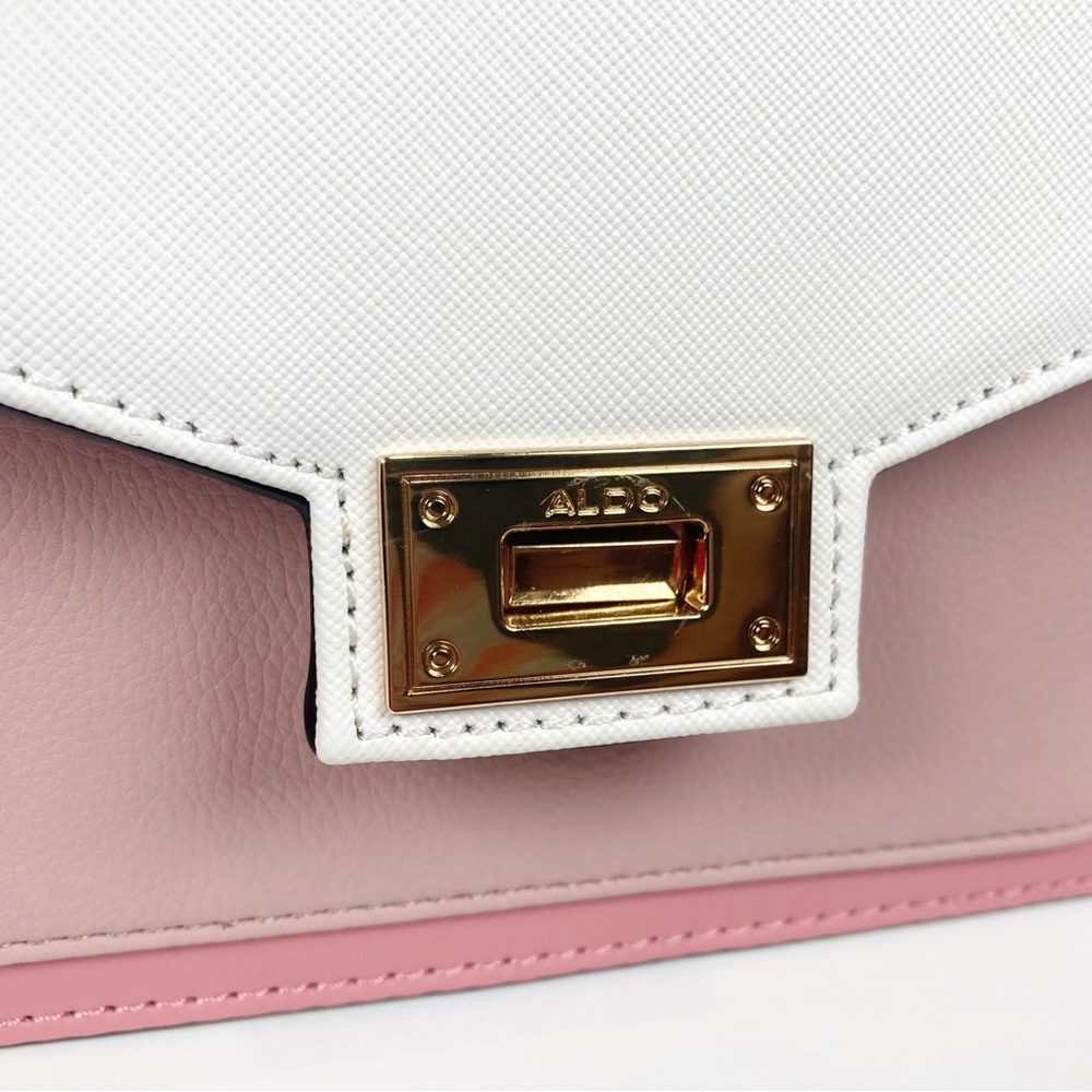 Aldo Pink White Top Handle Turn Lock Crossbody Bag NWOT - Picture 16 of 16